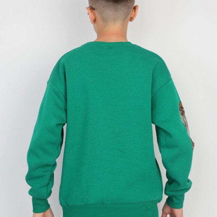 Üç İplik Şardonlu Baskılı Kanguru Cepli Erkek Çocuk Günlük Sweatshirt