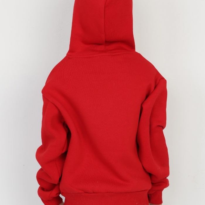 Üç İplik Şardonlu Baskılı Kapşonlu Erkek Çocuk Günlük Sweatshirt