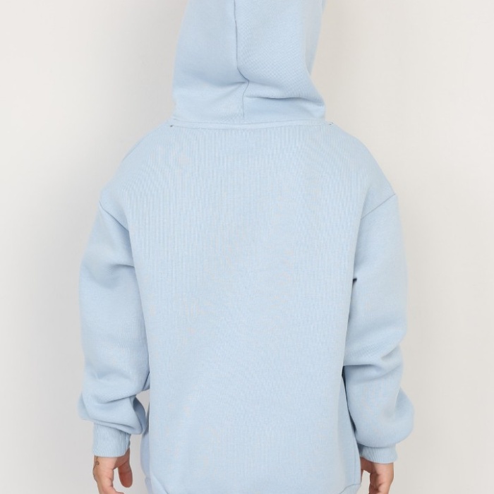 Üç İplik Şardonlu Baskılı Kapşonlu Erkek Çocuk Günlük Sweatshirt