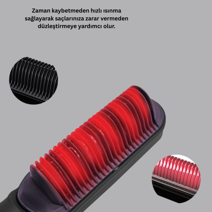 Hızlı Isınan İyonlu Saç Düzleştirici Tarak Pratik Kullanım