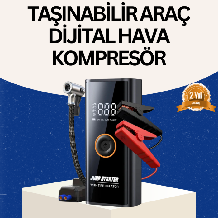 Taşınabilir Akü Takviye ve Akıllı Lastik Şişirme Pompası