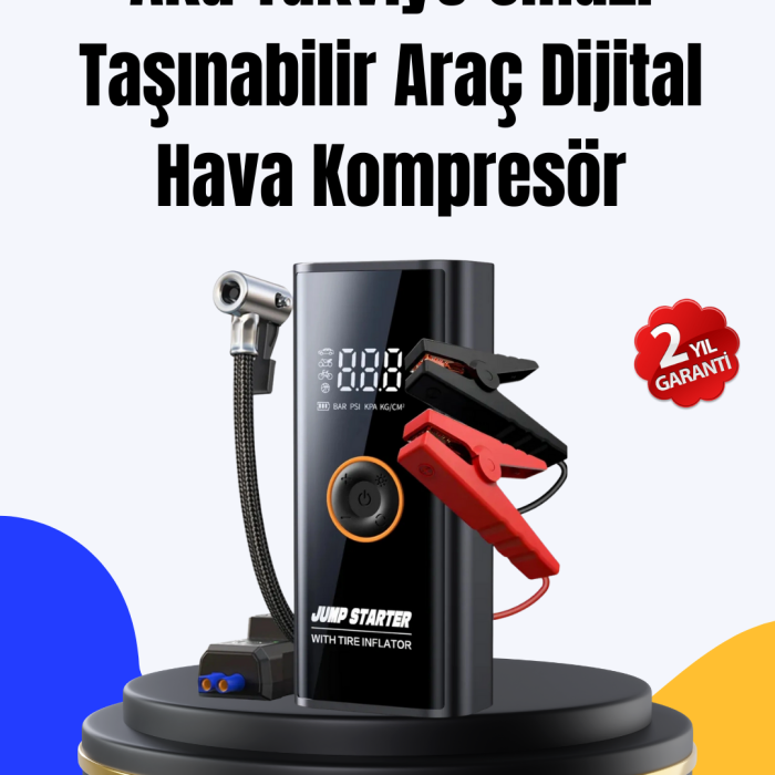 SOS Fenerli Akü Takviye Cihazı Dijital Kompresör Powerbank