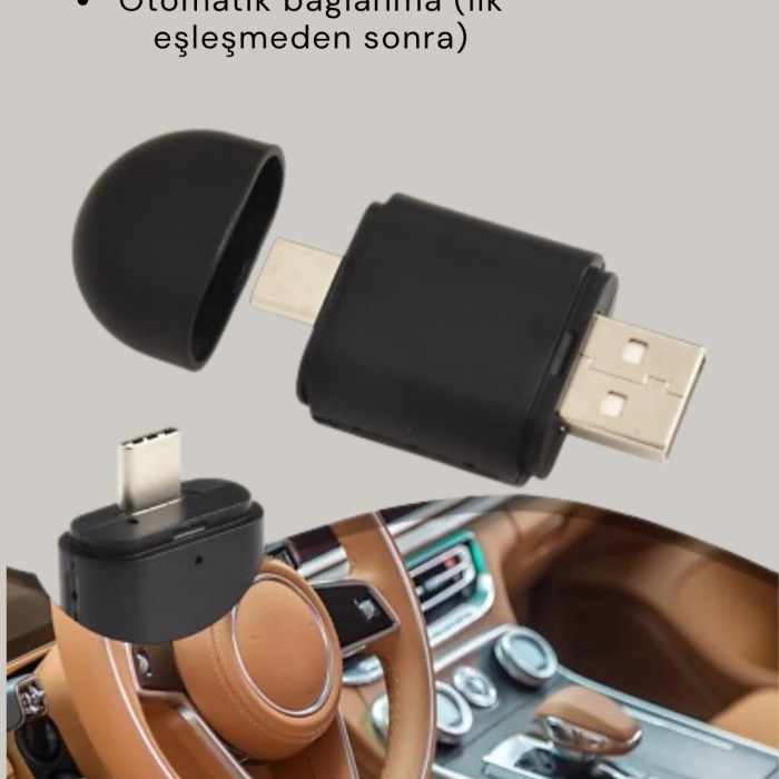 Kablosuz CarPlay ve Android Auto Dönüştürücü – USB-A & Type-C Girişli Akıllı Adaptör