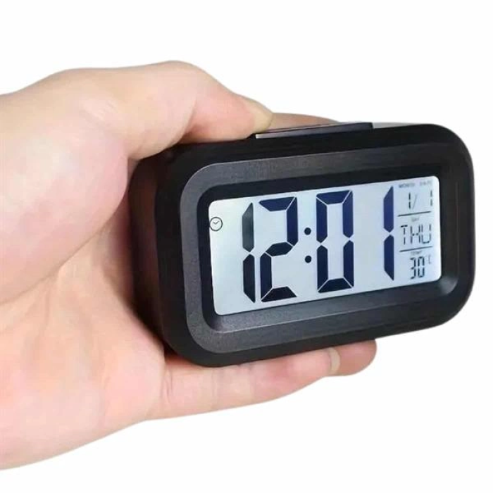 Dijital Masa Saati Termometreli Takvim Çalar Saat Led Ekran Pilli