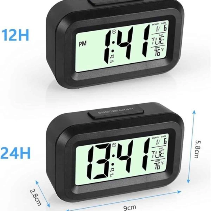 Dijital Masa Saati Termometreli Takvim Çalar Saat Led Ekran Pilli