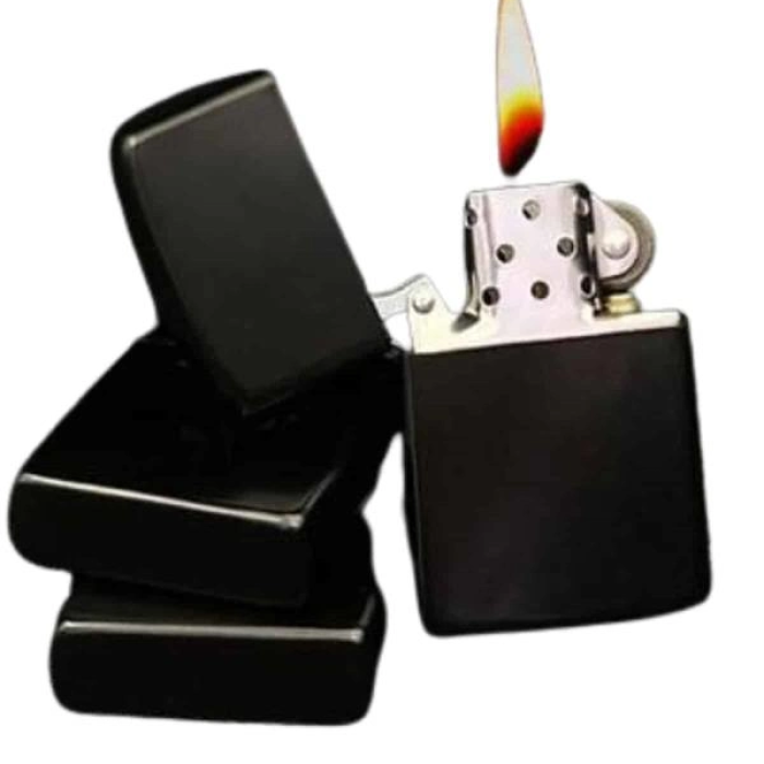 Doldurulabilir Siyah Benzinli Çakmak Metalik