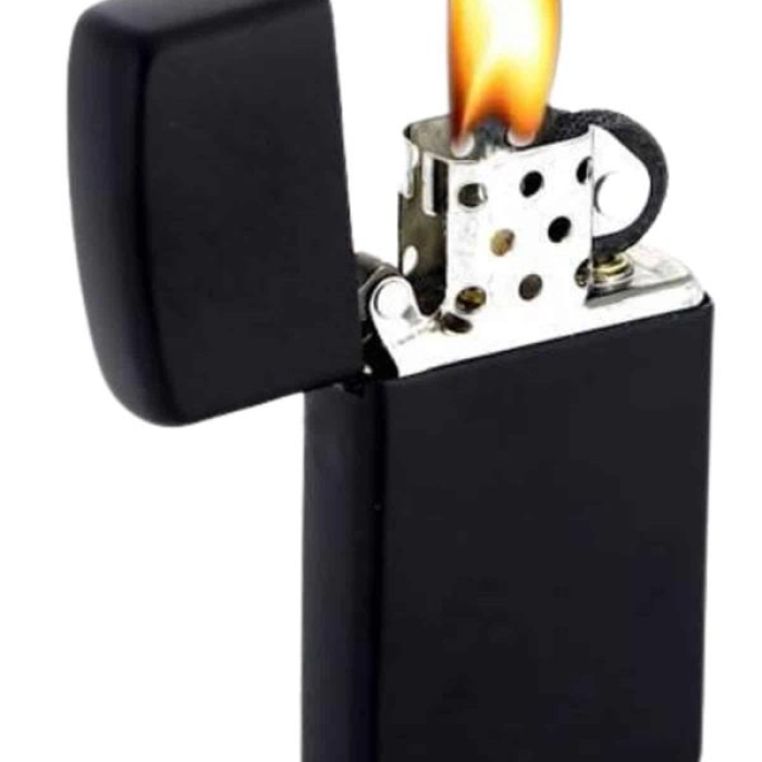 Doldurulabilir Siyah Benzinli Çakmak Metalik