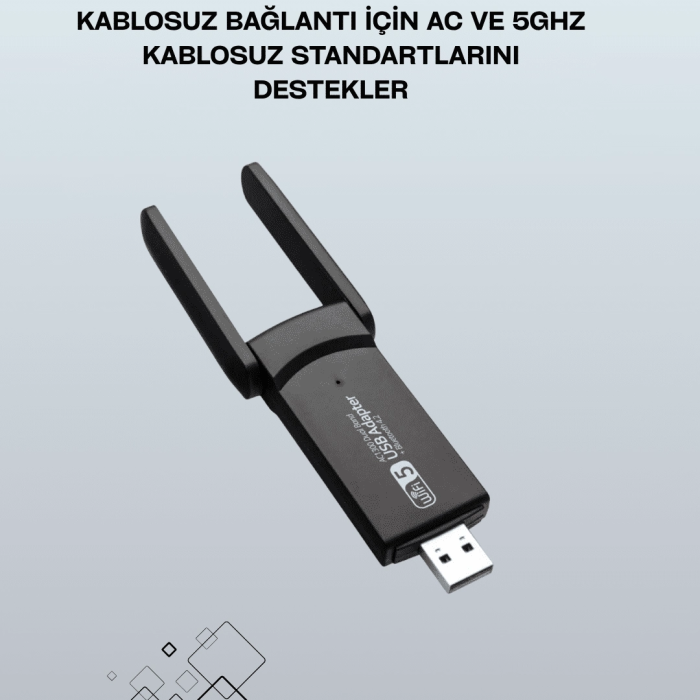 Yüksek Hızlı 1200 Mbps Çift Bant Usb Wifi Adaptör – Güçlü Sinyal, Geniş Uyumluluk