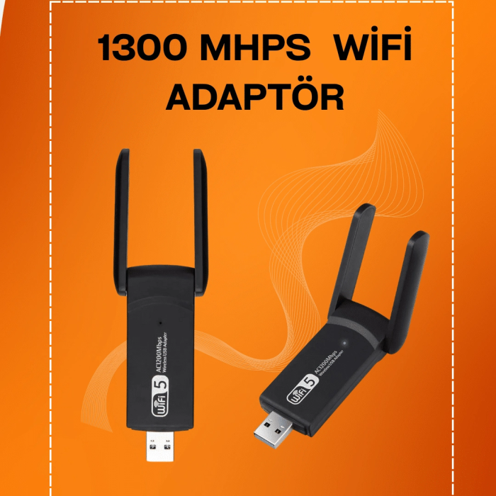 Tak-çalıştır Özellikli Çift Bant Wifi Adaptör – 1200 Mbps