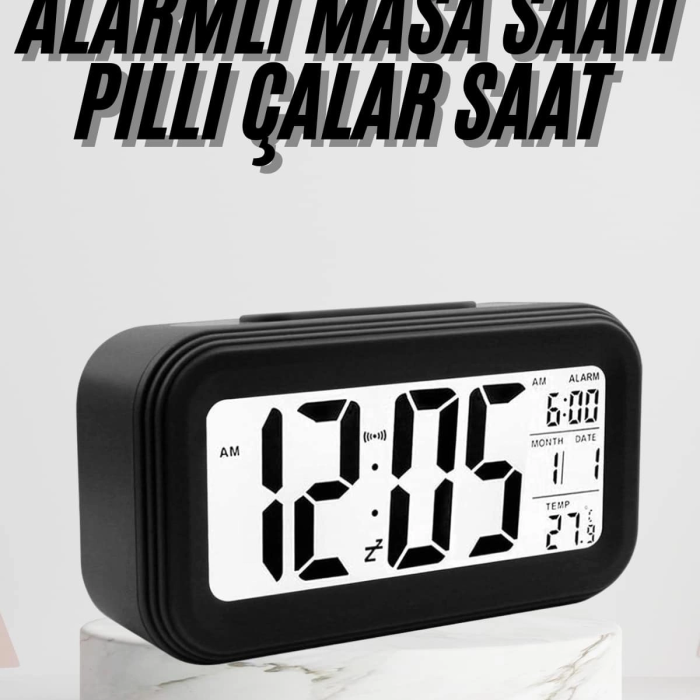 Dijital Masa Saati Termometre Takvim Led Ekran Pilli Ev Ofis Masası