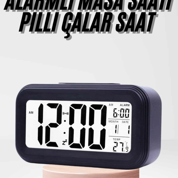 Dijital Işıklı Alarmlı Çalışma Masası Ekran Pilli Çalar Saat