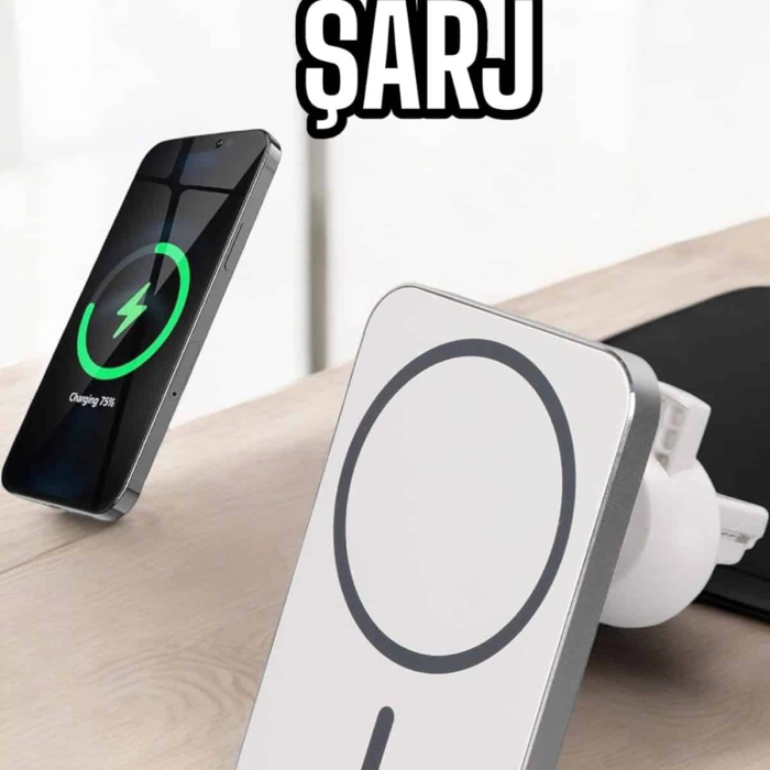 Araç Uyumlu Kablosuz 15w Taşınabilir Şarj Aleti Çift Kablo