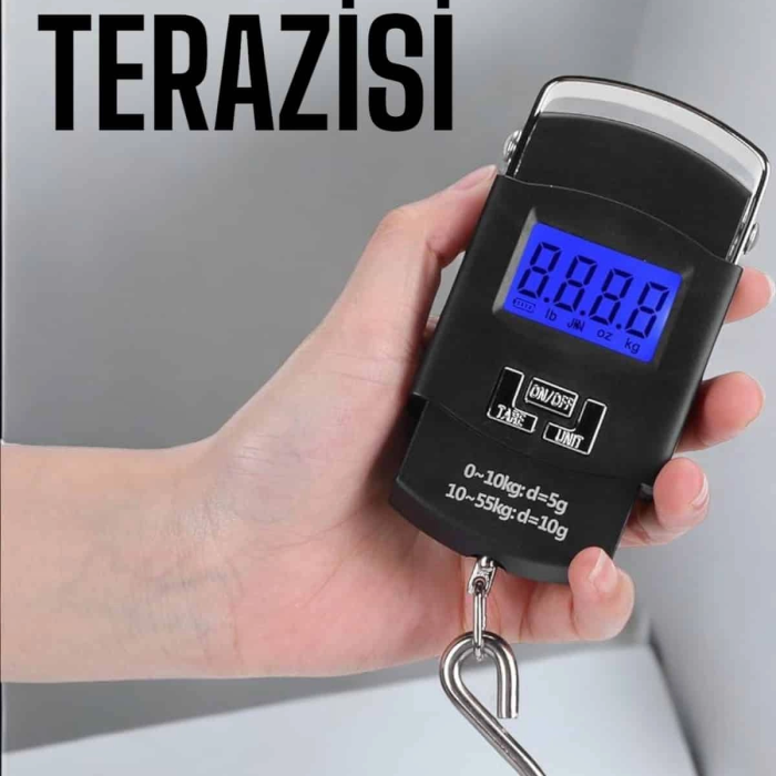50 Kg El Kantarı Ağırlık Ölçer Dijital Ekranlı Kancalı Portatif