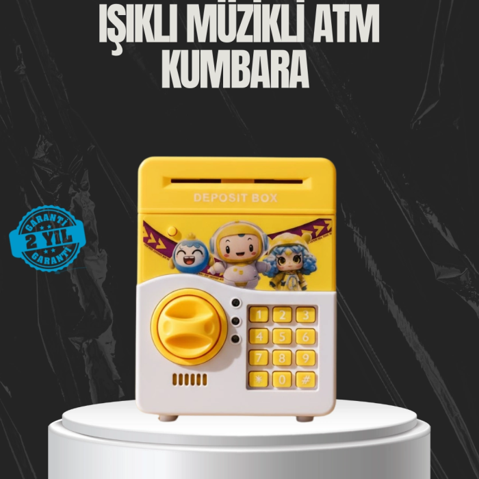 Sarı Renk Otomatik Para Çeken Şifreli Çocuk Kumbarası