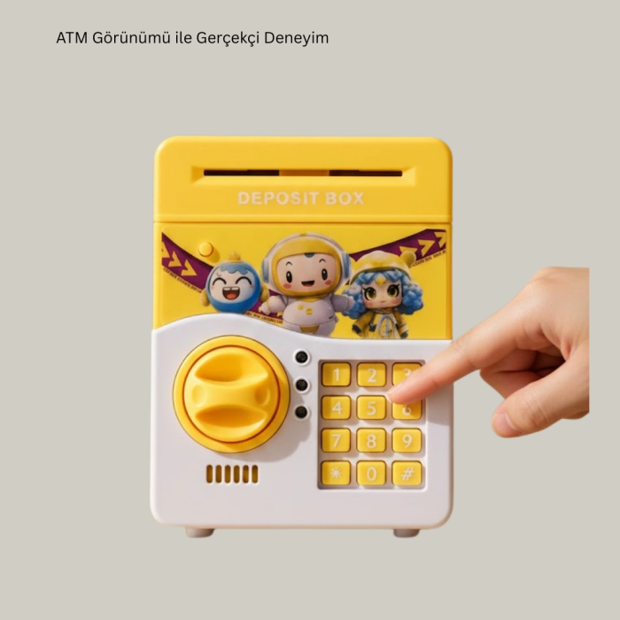 Sarı Elektronik Şifreli Atm Görünümlü Çocuk Kumbarası