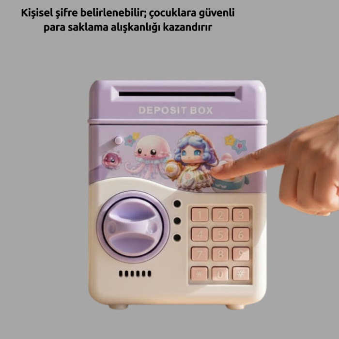 Mor Otomatik Para Girişli Elektronik Şifreli Kumbara