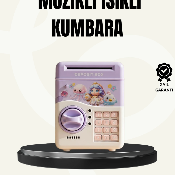 Elektronik Şifreli Atm Görünümlü Çocuk Kumbarası Mor
