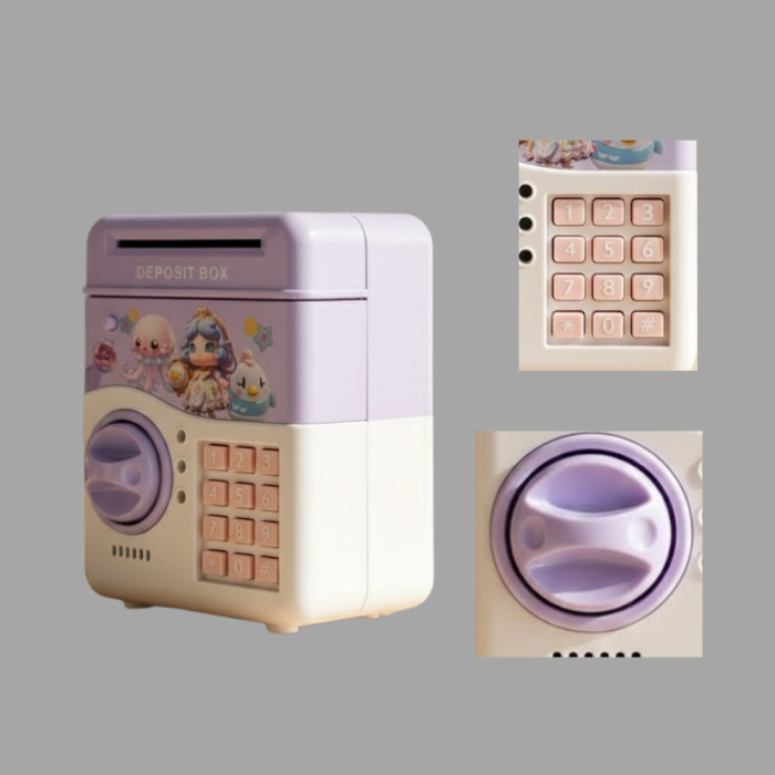 Elektronik Şifreli Atm Görünümlü Çocuk Kumbarası Mor