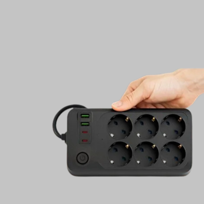 Termal Akım Korumalı 6’lı Uzatma Priz Usb Type-c Hızlı Şarj 2500w