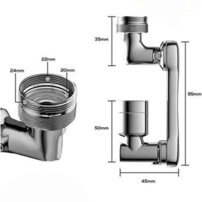 Dönen Musluk Başlığı 1080 Derece Ayarlanabilir Filtreli Sprey Uç