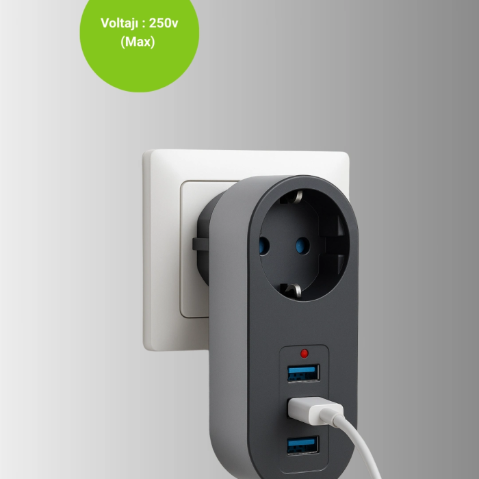 Akım Korumalı Usb’li Priz – Güçlü 2500w, Isı Ve Çocuk Koruması
