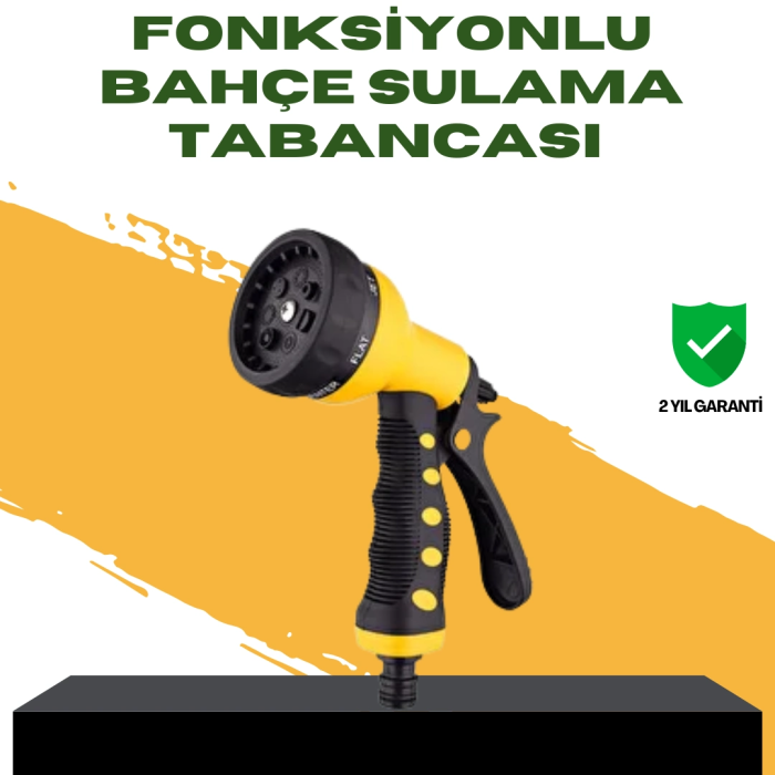 Bahçe Sulama Tabancası Hortum Ucu 8 Fonksiyonlu Ayarlanabilir
