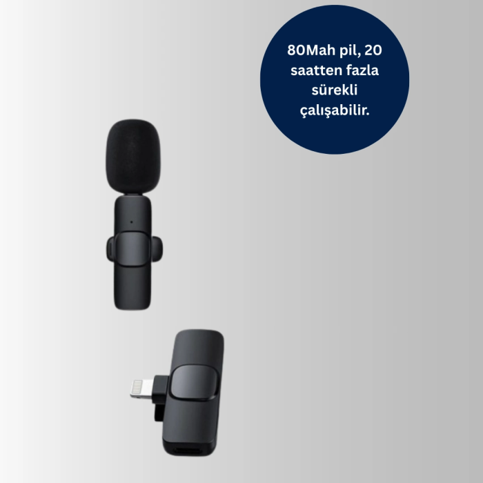 İphone İçin Çift Mikrofonlu Telsiz Yaka Mikrofonu 360 Derece Hd Ses