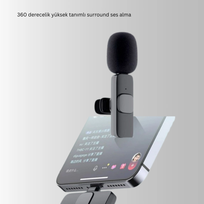 İphone Uyumlu Çift Mikrofonlu Kablosuz Yaka Seti Profesyonel Ses