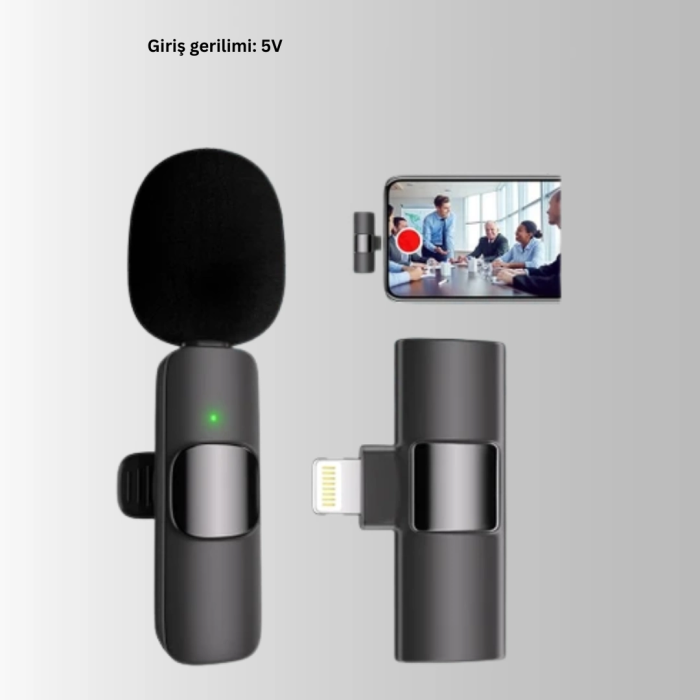 İphone Uyumlu Çift Mikrofonlu Kablosuz Yaka Seti Profesyonel Ses