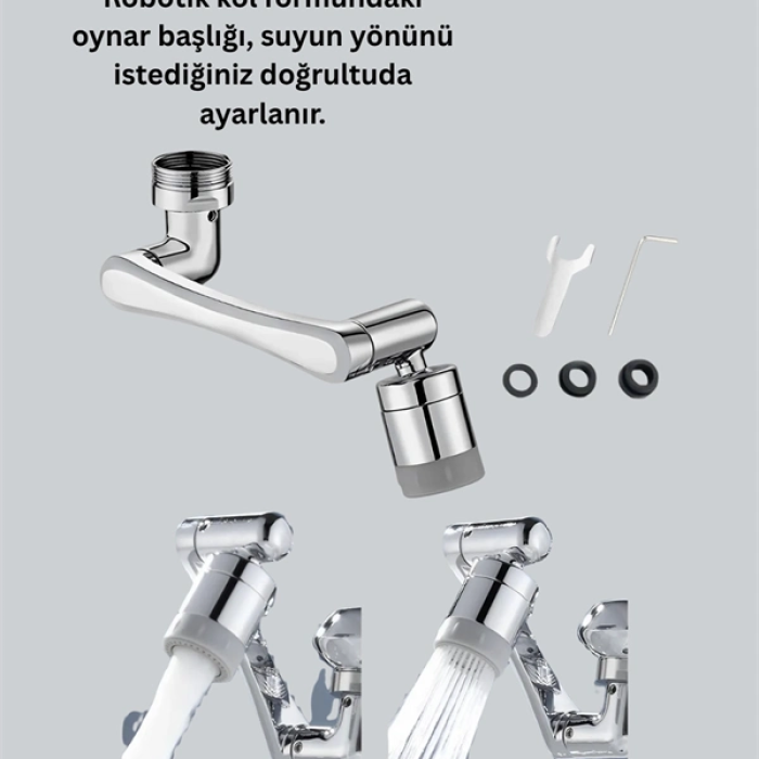 Esnek 1080° Musluk Başlığı 3 Eklemli Hareketli Su Modlu Lavabo Atı