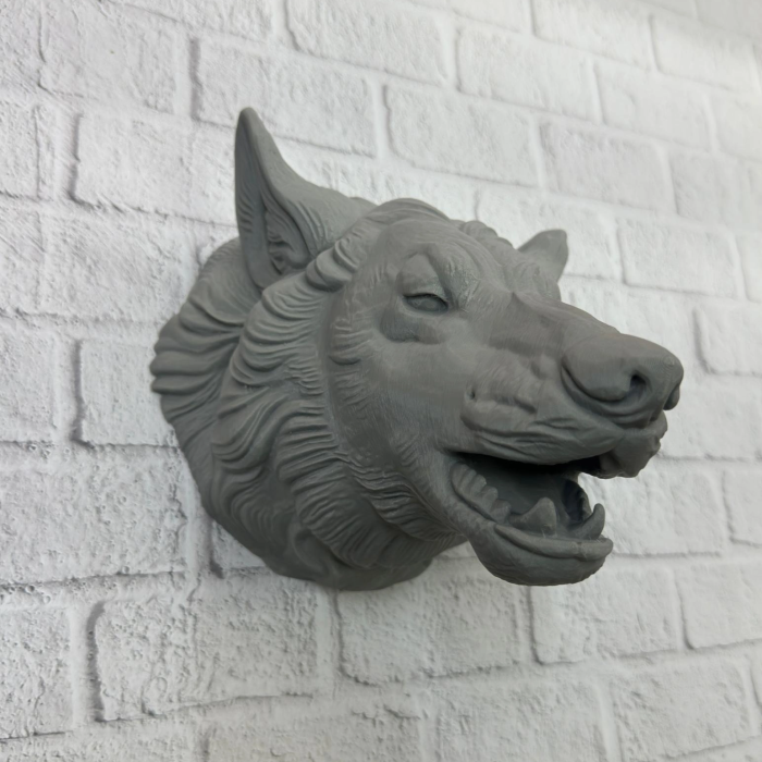 Gri Kurt Duvar Dekoru Asılabilir Dekoratif Heykel Tasarım