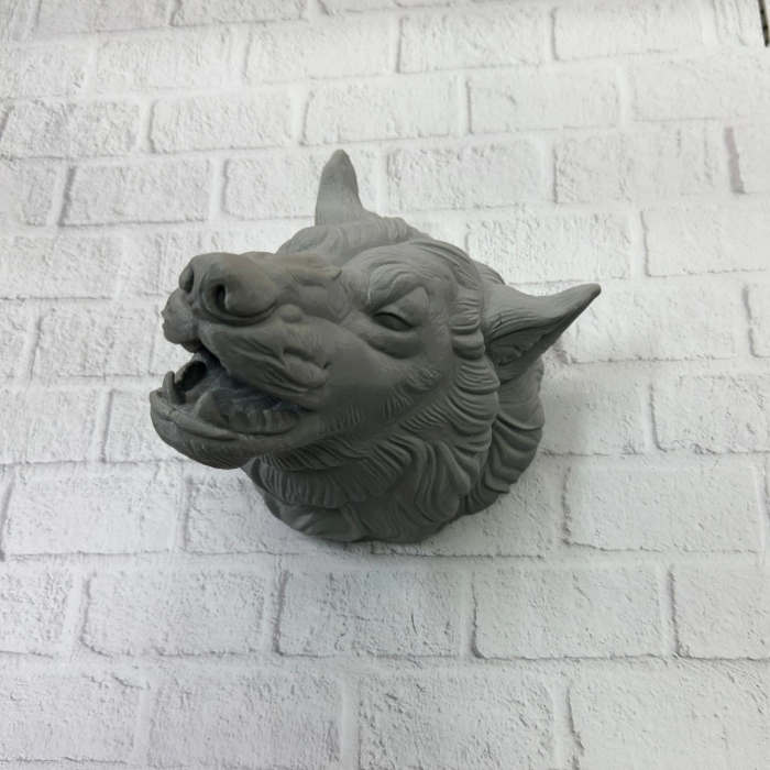 Gri Kurt Duvar Dekoru Asılabilir Dekoratif Heykel Tasarım