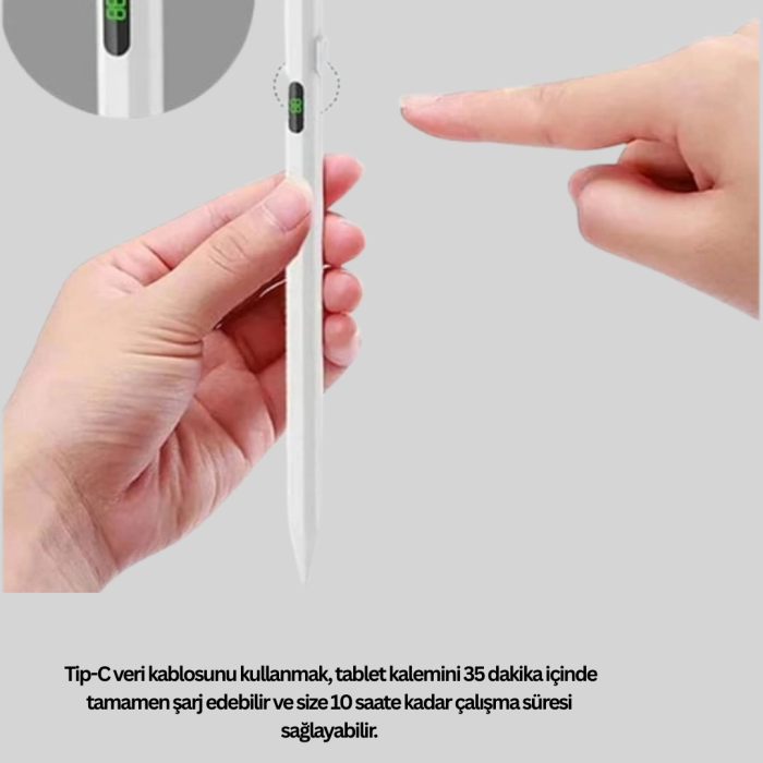 1.5mm Hassas Uçlu İpad Kalemi Şarjlı Type-c Ultra Hassas Stylus Pen