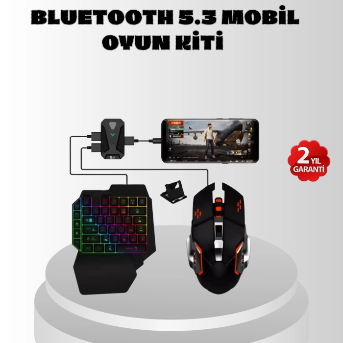 Mobil  Oyun Seti 5in1 X8 Pro Çipset Rgb Klavye Mouse Telefon Tutucu