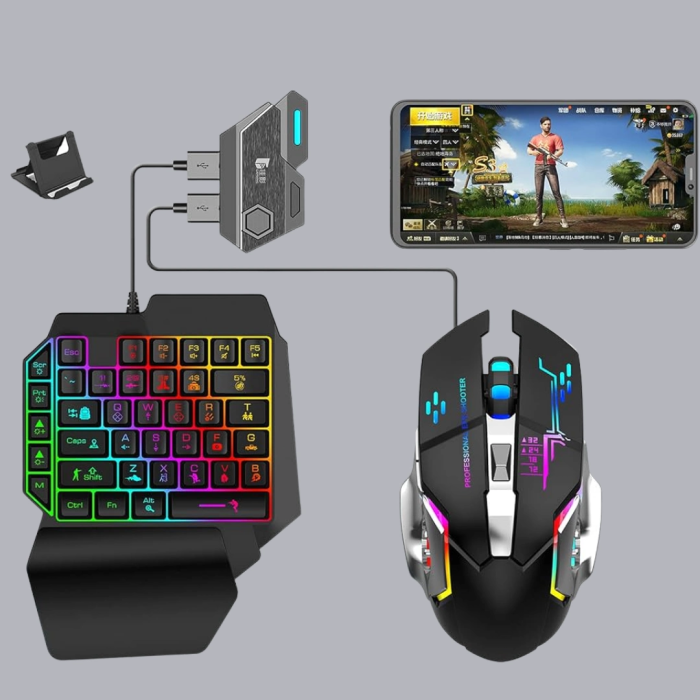 Mobil  Oyun Seti 5in1 X8 Pro Çipset Rgb Klavye Mouse Telefon Tutucu