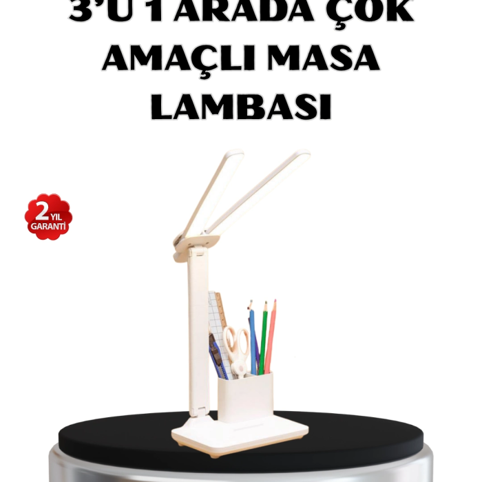 Kalemlik Ve Telefon Standlı Masa Lambası – Kısılabilir Led Işık, Göz Dostu Tasarım