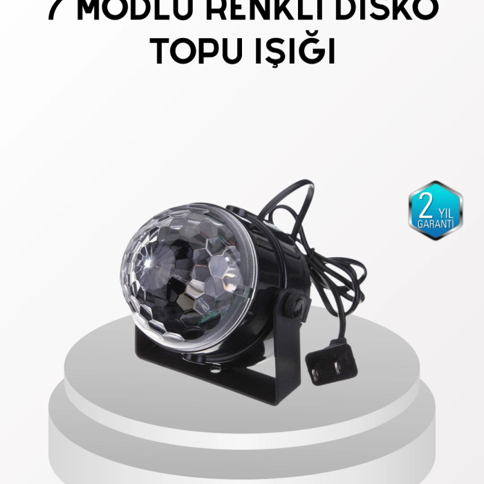 7 Renk Modlu Müzik Sensörlü Disko Topu – Led Işıklı Parti Aydınlatması