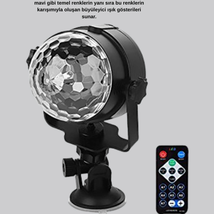 7 Renk Modlu Müzik Sensörlü Disko Topu – Led Işıklı Parti Aydınlatması