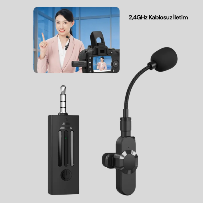 Kablosuz 2.4 Ghz Yaka Mikrofonu – 60 M Menzilli, Gürültü Azaltıcı, Şarjlı Ve Taşınabilir