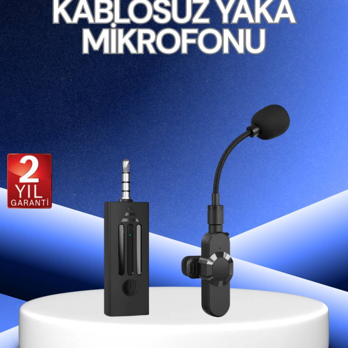 360° Kablosuz Yaka Mikrofonu – Gürültü Engelleme, 60m Menzil, Type-c Şarjlı