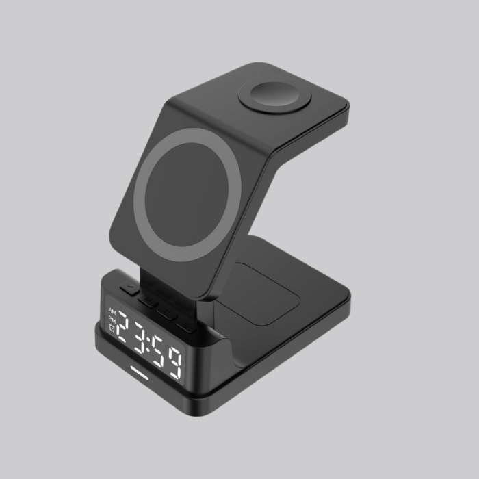 Kablosuz Şarj İstasyonu Ve Dijital Saat – Apple Uyumlu, 3 Kademeli Işık Ayarı