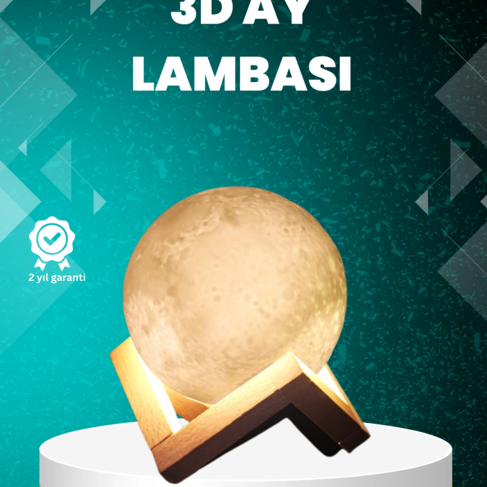 16 Renkli 3d Ay Gece Lambası Rgb Modlu Şarjlı