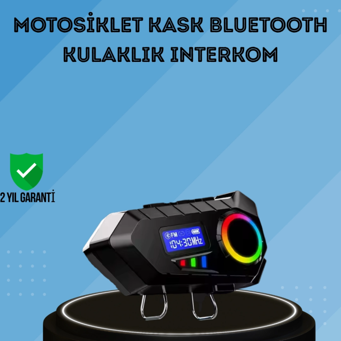 500mah Bataryalı Bluetooth 5.4  İnterkom Led Ekranlı Fm Destekli