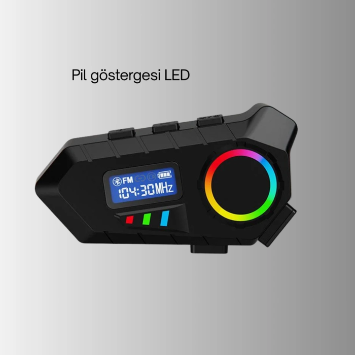 500mah Bataryalı Bluetooth 5.4  İnterkom Led Ekranlı Fm Destekli