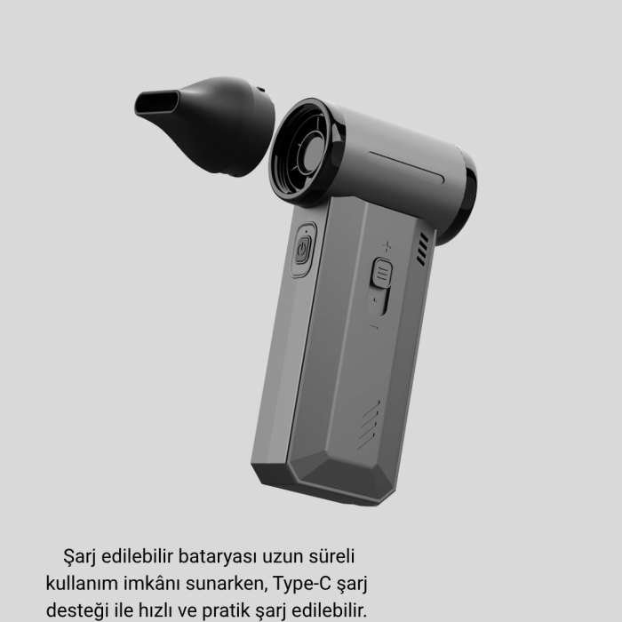 Şarjlı 130000 Rpm Hava Üflemeli Ve Vakumlu Araç Ev Temizlik Makinesi