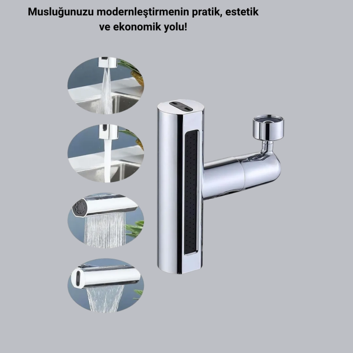 4 Fonksiyonlu Musluk Başlığı 360 Derece Dönebilen Ve Su Tasarruflu