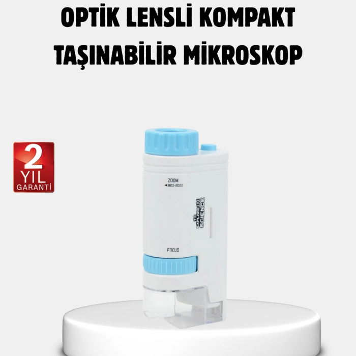 Taşınabilir Eğitim Mikroskobu 80x–200x Led Işıklı Ve Darbeye Dayanıklı