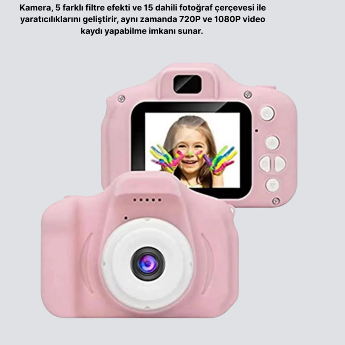 Mini Dijital Çocuk Kamerası 8mp Hd Ekranlı 1080p Video Ve Şarjlı