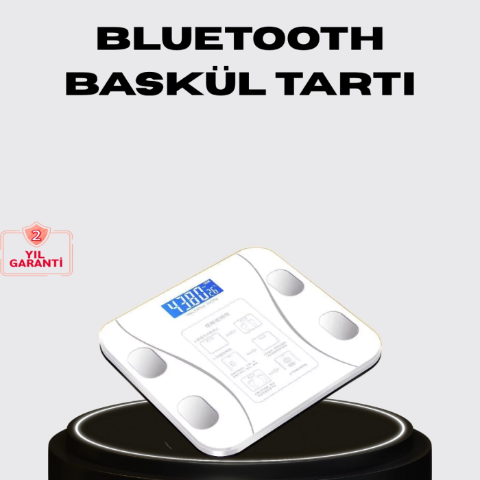 Akıllı Dijital Baskül – Bluetooth Bağlantılı, 8 Ölçüm Verili, Akıllı Vücut Analiz Tartısı