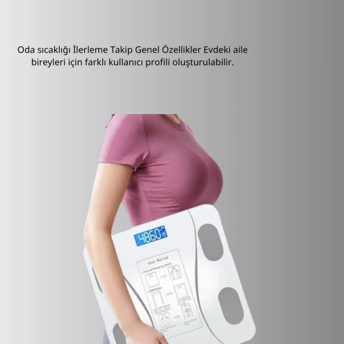 Akıllı Bluetooth Tartı – 8 Farklı Ölçüm Verisi, Otomatik Kişi Tanıma